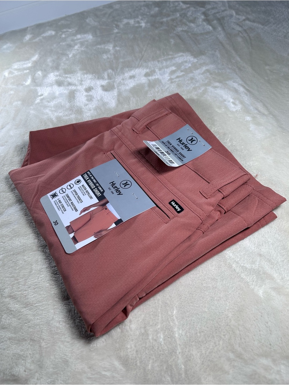 NWT Hurley Men's Trek Hybrid Shorts Sz 30 Orange Salmon Water Repellent Stretch - Picture 10 of 11